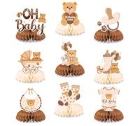 GIDWRIY Lot de 9 Centre de Table Anniversaire,Centre de Table Baby Shower,Décoration Nid D'Abeille,Deco de Tables Baby Shower,Centres de Tables de Fête,Communion Décoration Tables Baptême pour Garçons