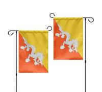 GIEAMTYU 1 drapeau de jardin Bhoutan double face 30,5 x 45,7 cm, polyester robuste 220D, drapeau du Royaume du Bhoutan pour décoration de jardin et cour.