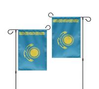 GIEAMTYU 1 drapeau de jardin kazakhstan double face 30,5 x 45,7 cm, polyester robuste 220D, drapeau de la République du Kazakhstan pour décoration de jardin et cour.