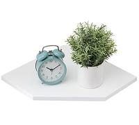 Gieanoo Étagère d'angle blanche en chêne - Étagère d'angle à suspendre - Petite étagère murale en bois pour chambre à coucher, salon - Avec trou passe-câbles