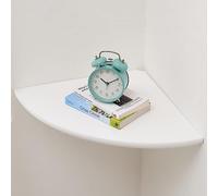 Gieanoo Étagère d'angle Blanche Flottante en Bois de chêne Naturel, étagère Murale à extrémité Ronde, Solution d'étagère Flottante pour Haut-Parleur Flottant, Petit Support d'angle pour Plantes,