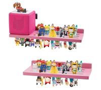GIEANOO Étagère magnétique pour Tonies, étagère pour boîte de Tonies pour 30-36 Personnages Étagère Murale Tonie en Bois de pin Station de Recharge Compatible pour Chambre d'enfant (Rose,16in+12in)