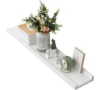 GIEANOO Étagère Murale, 90cm Étagère Flottante en Bois de chêne Massif, Blanc Etagere Bois pour Salon, Cuisine, Chambre, Salle de Bain