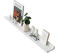 GIEANOO Étagère Murale, 90cm Étagère Flottante en Bois de chêne Massif, Blanc Etagere Bois pour Salon, Cuisine, Chambre, Salle de Bain