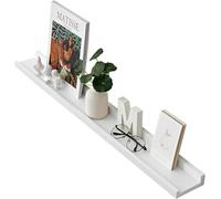 Gieanoo Étagère murale blanche, 80 cm - Barre de photos en chêne massif blanc - Étagère flottante pour cadres photo et décorations pour la chambre, la cuisine, le bureau