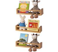 Gieanoo Étagère murale flottante en bois naturel massif de 40 cm, lot de 3 pour chambre d'enfant, salle de bain, cuisine