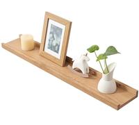 Gieanoo - Étagère murale flottante en chêne massif, design rustique avec rebord, pour radiateur, cuisine, chambre (chêne naturel, 120 x 15 cm)