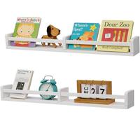 GIEANOO Étagères Flottantes, Étagères Flottantes en Bois Naturel Massif pour Chambre d'enfant Étagères Flottantes Murales pour Chambre d'enfant, Chambre De Bébé, Chambre à Coucher (Blanc, 80CM)