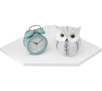 Gieanoo Lot de 2 étagères d'angle suspendues en chêne massif - Style maison de campagne - En bois vintage - Forme diamant avec trou pour fil de fer (blanc, chêne, 21,5 cm)