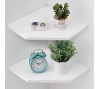 Gieanoo Lot de 2 étagères d'angle suspendues en chêne massif - Style maison de campagne vintage - En forme de diamant avec trou pour fil de fer - 33,5 cm