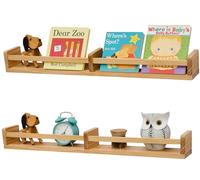Gieanoo Lot de 2 étagères murales en bois massif naturel de 60 cm pour chambre d'enfant, cuisine et chambre à coucher