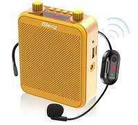 Giecy Amplificateur de Voix 30W, Micro UHF sans Fil, Jaune | Batterie 2800 mAh, Bluetooth, TF/USB, FM et enregistrement; utilisation mains libres pour cours, visites et événements