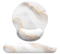 Giecy Tapis de Souris Support de Repose-Poignet, Tapis Souris Ergonomique en Gel, Tapis de Souris Frais pour Gamer, Repose Poignet Souris avec Base en PU antidérapant (Marbre Blanc Kit)