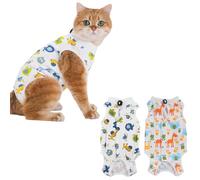 GIEEU Lot de 2 combinaisons de convalescence pour chat après une chirurgie femelle, body de protection post-chirurgie pour chats, combinaison de récupération pour plaies abdominales femelles, taille M