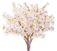 Giegxin Lot de 8 Branches de Cerisier artificielles en Soie à Tige Longue pour Vase Haut, Fleurs de Cerisier pour Maison, Mariage, Vase, Arrangements Floraux, 100 cm (Blanc)