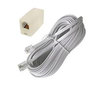 GIEHOUGRIO Rallonge téléphonique de 10 m de long, cordon téléphonique, câble téléphonique avec prise standard RJ-11 6P4C et coupleur de ligne 1 - Blanc
