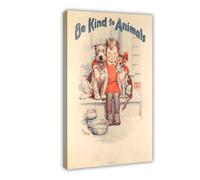 GIEIG Be Kind To Animals - American Humane 1938 Poster vintage pour chambre d'adolescent et de garçon - Art mural sur toile avec cadre 40 x 60 cm