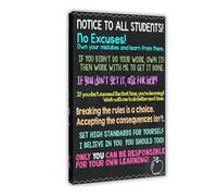 GIEIG Classroom Rules Poster Notice to All Students! Poster Impression pour chambre d'adolescent garçon Art mural sur toile Cadre 30,5 x 45,7 cm