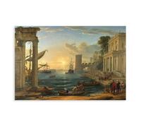 GIEIG Claude Lorrain - Port maritime avec l'embarkation de la reine de Saba - Toile décorative pour chambre à coucher, bureau, chambre, cadeau sans cadre, 40,6 x 61 cm