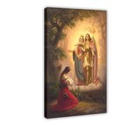 GIEIG Hermann Stilke - Appearance Of St Catherine And Michael To Jeanne Of Arc Poster Impression sur toile pour chambre d'adolescent garçon Art mural Impression sur toile Cadre 16x