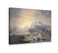 GIEIG HMS Erebus And Terror In The Antarctic - John Wilson Carmichael - Impression sur toile pour chambre d'adolescents et de garçons - 50,8 x 76,2 cm