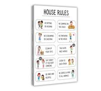 GIEIG House Rules For Kids Family Art mural Impression sur toile pour la maison, l'école, le bureau, cadre 40,6 x 61 cm