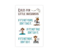 GIEIG House Rules For Kids Little Buckaroos Short Life for Learning Right And Wrong Poster pour chambre Esthétique Poster et impression sur toile sans cadre 30,5 x 2,5 cm