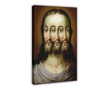 GIEIG Impression sur toile de la Trinité trifaciale de Jésus à trois visages pour chambre d'adolescents et de garçons 50 x 75 cm