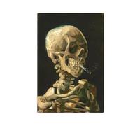 GIEIG Impression sur toile de Vincent Van Gogh avec tête de mort qui fume une cigarette brûlante pour chambre à coucher, bureau, chambre, cadeau sans cadre, 30 x 45 cm