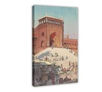 GIEIG Impression sur toile Jami Masjid Delhi de la série Inde et Asie du Sud-Est par Yoshida Hiroshi pour décoration de maison, école, bureau, cadre 40,6 x 61 cm