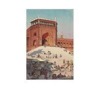 GIEIG Impression sur toile Jami Masjid Delhi de l'Inde et de l'Asie du Sud-Est par Yoshida Hiroshi - Décoration murale pour la maison, l'école, le bureau - Sans cadre - 40,6 x 61 cm