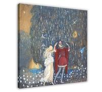 GIEIG Impression sur toile John Bauer Lena Dances With The Knight - Décoration murale moderne pour chambre à coucher - 50 x 50 cm