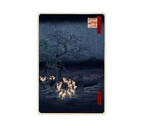GIEIG Impression sur toile murale sans cadre pour le réveillon du Nouvel An Foxfire At The Changing Tree Hiroshige Ukiyo-e 50 x 75 cm