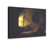 GIEIG Impression sur toile Philosopher In Meditation 1632 par Rembrandt Van Rijn pour chambre d'adolescents et garçons 60 x 90 cm