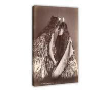 GIEIG Impression sur toile représentant deux femmes maories de Nouvelle-Zélande - Photographe par Arthur James Iles - Décoration murale moderne pour chambre à coucher, 61 x 91,4 cm