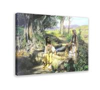 GIEIG Impression sur toile représentant le Christ et la Samaritaine au puits Henryk Siemiradzki - Décoration murale pour maison, école, bureau - 40 x 60 cm