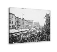 GIEIG Impression sur toile représentant le défilé de la fête du travail - Old Buffalo New York - Décoration murale avec cadre - 30 x 45 cm