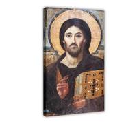 GIEIG Impression sur toile représentant le Pantocrator du Christ - Décoration murale pour maison, école, bureau - 30 x 45 cm