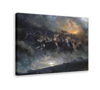 GIEIG Impression sur toile The Wild Hunt Of Odin par Peter Nicolai Arbo pour décoration d'intérieur, école, bureau 50 x 75 cm