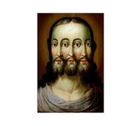 GIEIG Impression sur toile Trinité trifaciale de Jésus à trois visages pour la maison, l'école, le bureau, sans cadre, 60 x 90 cm