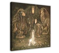 GIEIG John Bauer - Look At Them Troll Mother Said Look At My Sons - Impression sur toile - Décoration murale moderne pour chambre à coucher - Cadre 71,1 x 71,1 cm