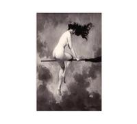 GIEIG Lot de 50 affiches « Witch On Broom Departure For The Sabbath » d'Albert Joseph Penot - Décoration murale sur toile pour chambre à coucher, bureau, cuisine, cadeau sans cadre - 50,8 x 76,2 cm