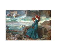 GIEIG Miranda - The Tempest Painting By John William Waterhouse - Impression sur toile pour chambre à coucher, bureau, chambre à coucher, bureau, sans cadre, 30 x 45 cm