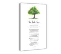 GIEIG Oak Tree Poème inspirant sur toile imprimable Nature Art mural moderne pour chambre à coucher familiale Cadre 60 x 90 cm