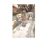 GIEIG Poster Arthur Rackham The Mad Tea Party 1907 - Motif lièvre fou Alice - Impression sur toile sans cadre - 40 x 60 cm
