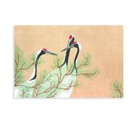 GIEIG Poster Cranes From Momoyogusa By Kamisaka Sekka - Décoration sur toile pour chambre à coucher, bureau, chambre - Cadeau sans cadre - 60 x 90 cm