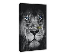 GIEIG Poster inspirant lion « I Will Be King » pour chambre d'adolescent et de garçon - Art mural sur toile avec cadre 60 x 90 cm