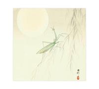 GIEIG Poster japonais Ukiyo-e en train de prier et pleine lune par Ohara Koson - Décoration murale sur toile pour chambre à coucher, bureau, cuisine, cadeau sans cadre - 70 x 71 cm