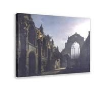 GIEIG Poster Louis Daguerre - Ruines de Holyrood Chapelle pour chambre - Esthétique - Impression sur toile encadrée - 60 x 90 cm