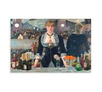 GIEIG Poster sur toile « A Bar At The Folies Bergere » - Edouard Manet - Décoration de chambre à coucher - Paysage sportif - Cadeau idéal - Sans cadre - 60 x 90 cm